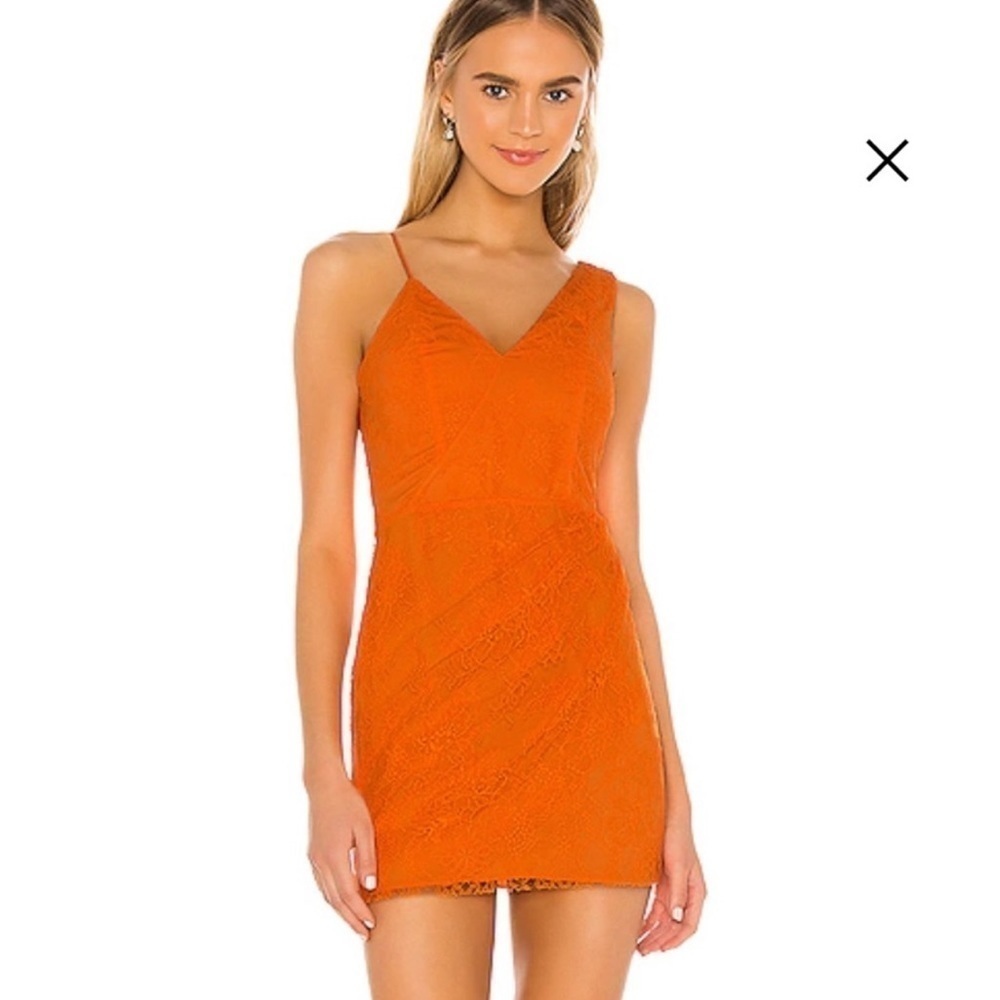Michael Costello X Revolve Mini Dress Lace Orange